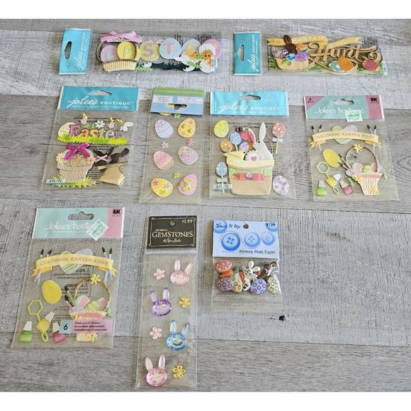 Sticker Lot Easter Basket Bunny Eggs Spring Scrapbooking 3D Stickers RARE #56 - Picture 1 of 10